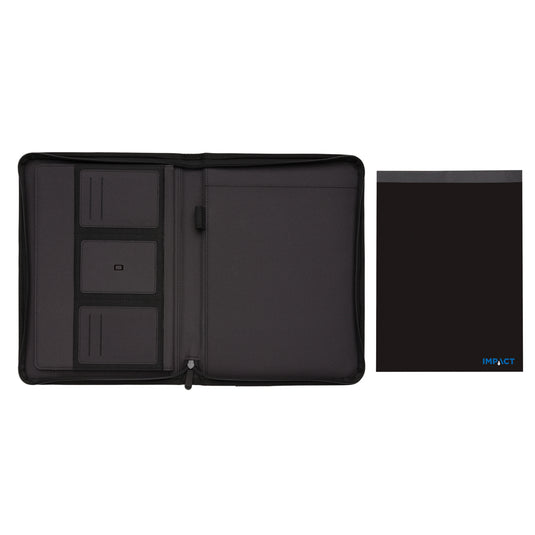 XD Xclusive Impact AWARE™ RPET A4 portfolio with zipper, featuring a sleek design and secure closure for professional document storage.