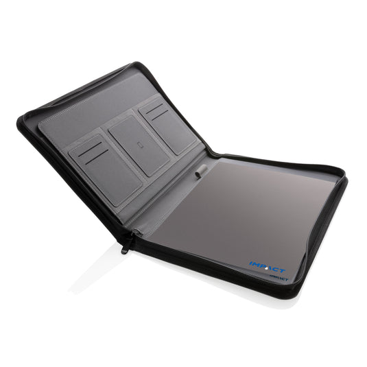 Impact AWARE™ RPET A4 portfolio with zipper by XD Xclusive, showing a sleek, eco-friendly portfolio with zipper closure.