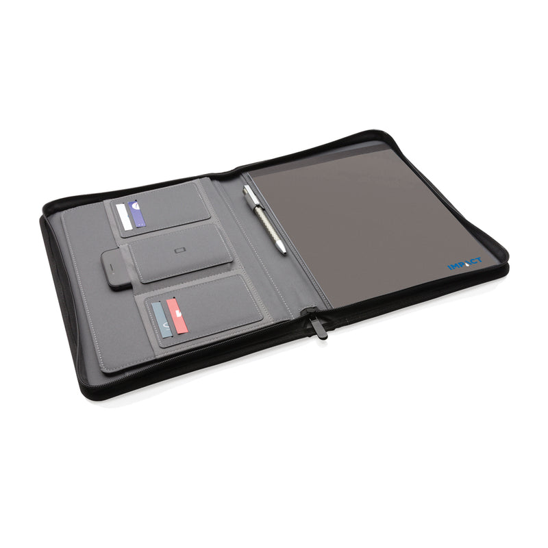 Load image into Gallery viewer, XD Xclusive Impact AWARE™ RPET A4 portfolio with zipper, featuring a sleek design and secure zipper closure for document organization.
