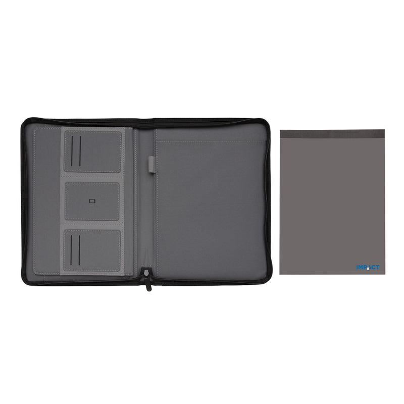 Load image into Gallery viewer, Impact AWARE™ RPET A4 portfolio with zipper from XD Xclusive, showing a sleek, eco-friendly portfolio with zipper closure.
