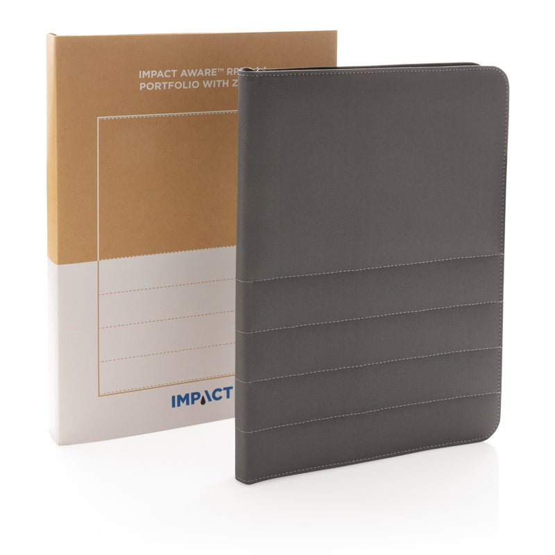 Load image into Gallery viewer, XD Xclusive Impact AWARE™ RPET A4 portfolio with zipper, showcasing a sleek, eco-friendly document holder with secure zipper closure.
