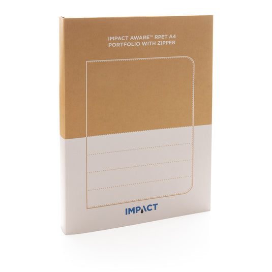 XD Xclusive Impact AWARE™ RPET A4 portfolio with zipper, black eco-friendly portfolio with zipper closure and document compartments