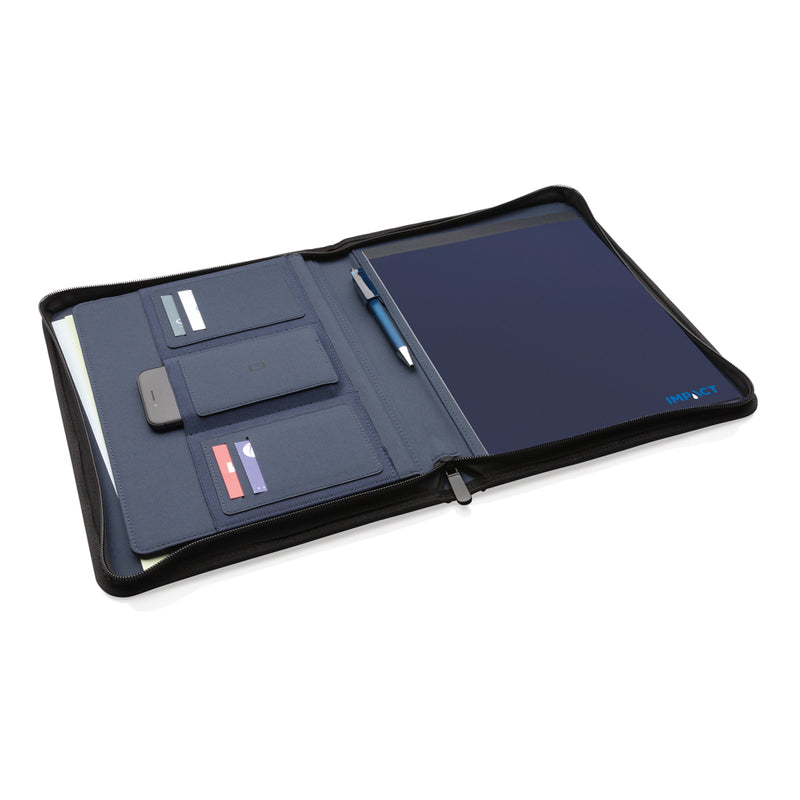 Load image into Gallery viewer, Impact AWARE™ RPET A4 portfolio with zipper by XD Xclusive, featuring a sleek design and durable zip closure for documents.
