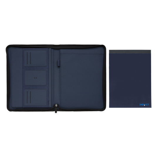 XD Xclusive Impact AWARE™ RPET A4 portfolio with zipper, showcasing a sleek, eco-friendly design with secure zipper closure.