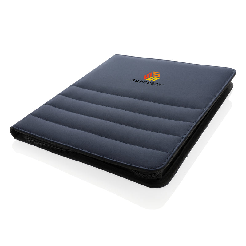 Load image into Gallery viewer, XD Xclusive Impact AWARE™ RPET A4 portfolio with zipper, featuring a durable design and organized interior for documents and notebooks.
