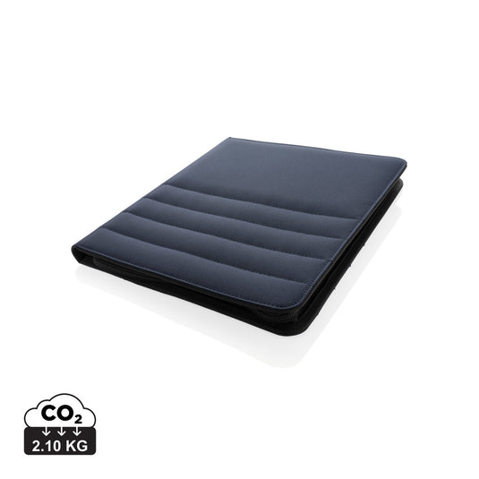 Impact AWARE™ RPET A4 portfolio with zipper by XD Xclusive, featuring a sleek black design and secure zipper closure.