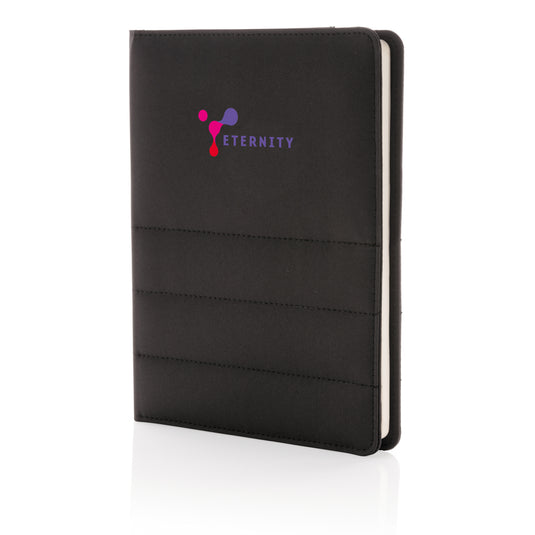 Impact AWARE™ RPET A5 notebook by XD Xclusive with recycled material cover and lined pages, ideal for note-taking and journaling.