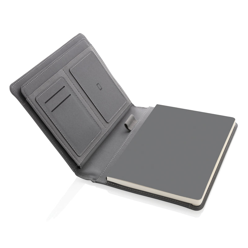Load image into Gallery viewer, Blue Impact AWARE™ RPET A5 notebook by XD Xclusive with spiral binding and recycled material cover.
