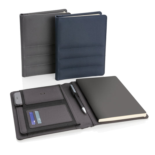 Impact AWARE™ RPET A5 notebook by XD Xclusive featuring eco-friendly recycled PET cover and lined pages for note-taking.