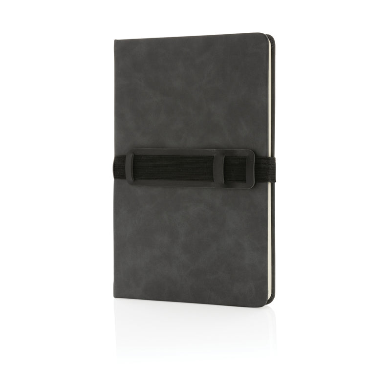 Load image into Gallery viewer, Deluxe hardcover PU notebook A5 with phone and pen holder - Custom Wood Designs
