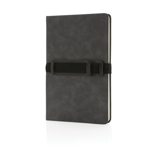 Deluxe hardcover PU notebook A5 with phone and pen holder - Custom Wood Designs