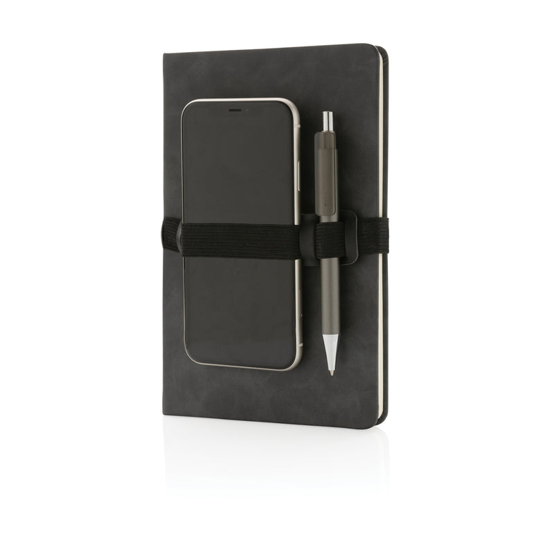Load image into Gallery viewer, Deluxe hardcover PU notebook A5 with phone and pen holder - Custom Wood Designs
