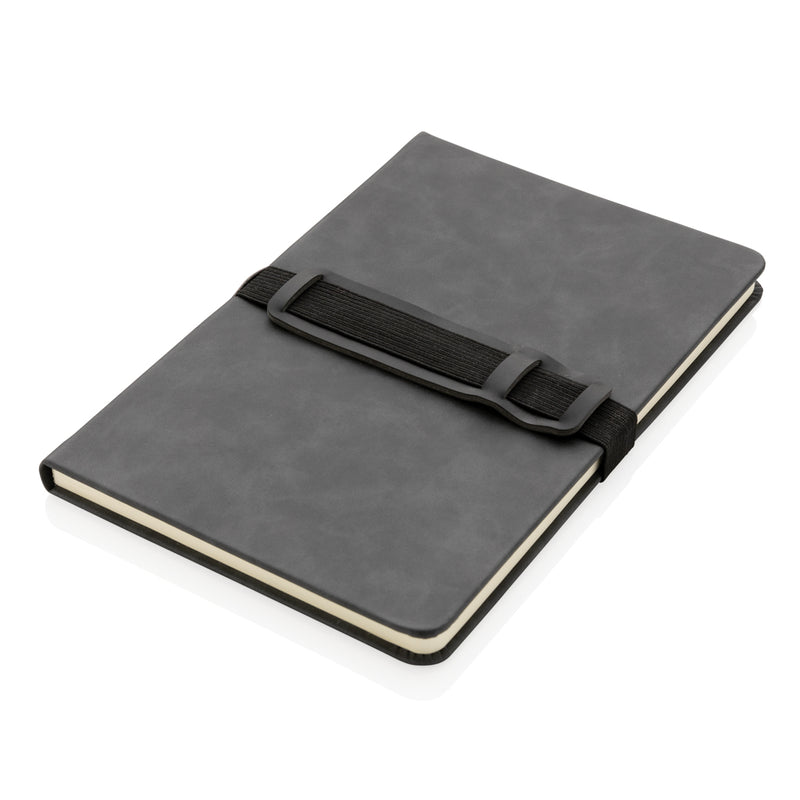 Load image into Gallery viewer, Deluxe hardcover PU notebook A5 with phone and pen holder - Custom Wood Designs

