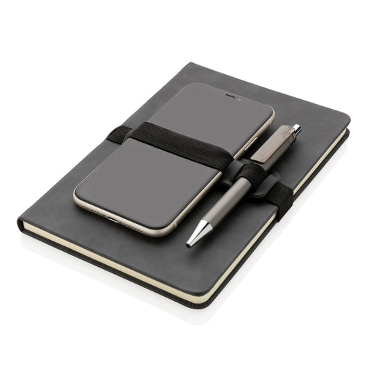 Deluxe hardcover PU notebook A5 with phone and pen holder - Custom Wood Designs
