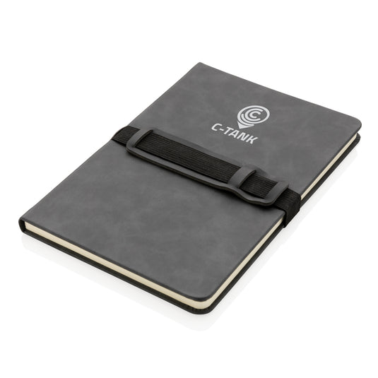 Deluxe hardcover PU notebook A5 with phone and pen holder - Custom Wood Designs
