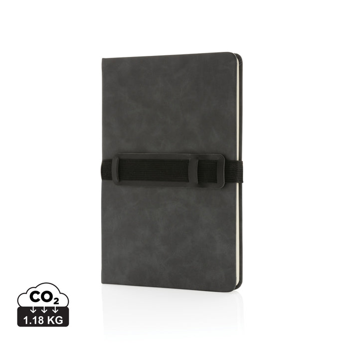 Deluxe hardcover PU notebook A5 with phone and pen holder - Custom Wood Designs