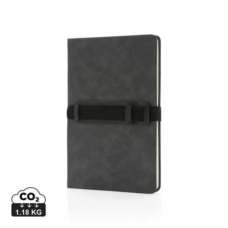 Load image into Gallery viewer, Deluxe hardcover PU notebook A5 with phone and pen holder - Custom Wood Designs
