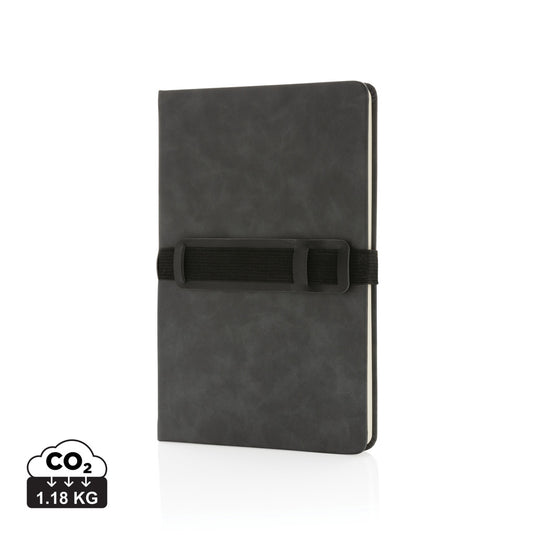 Deluxe hardcover PU notebook A5 with phone and pen holder - Custom Wood Designs