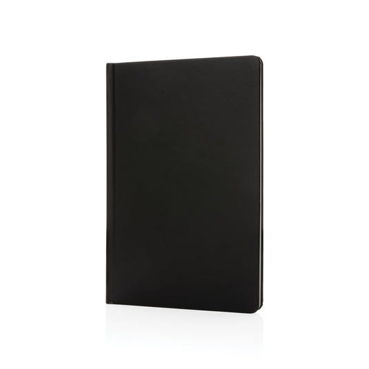 A5 Impact stone paper hardcover notebook by XD Collection with black cover and elastic closure, suitable for writing and note-taking.
