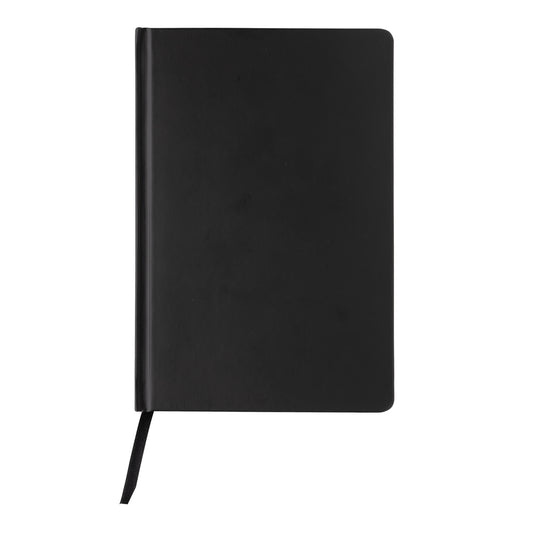 A5 Impact stone paper hardcover notebook from XD Collection with durable black cover and lined pages for note-taking.