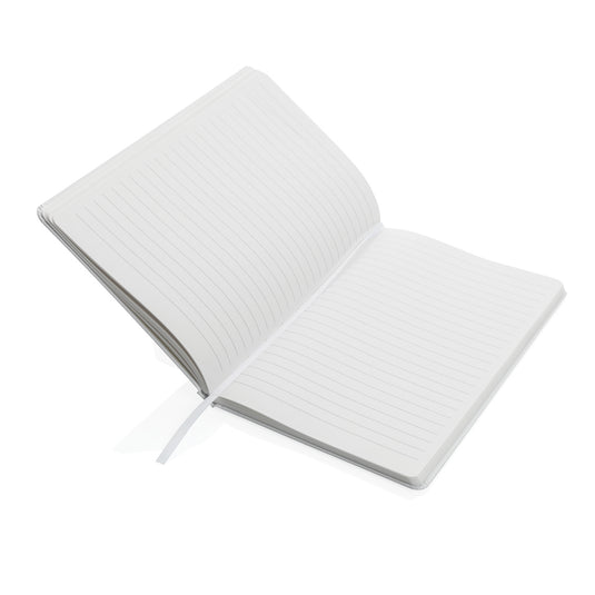 A5 Impact stone paper hardcover notebook from XD Collection with a sleek black cover and visible binding, suitable for note-taking and journaling.