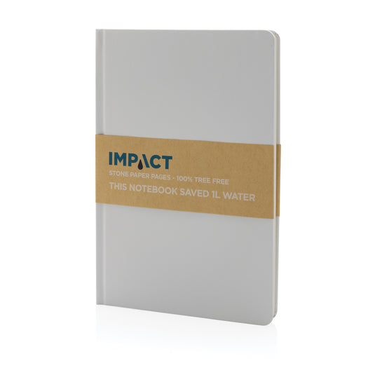 A5 impact stone paper hardcover notebook from XD Collection with a textured black cover and rounded corners.