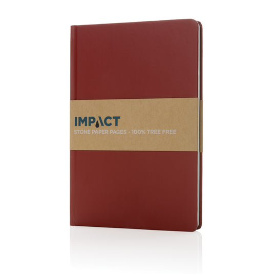 A5 Impact stone paper hardcover notebook from XD Collection with a sleek black cover and visible binding, suitable for note-taking and journaling.