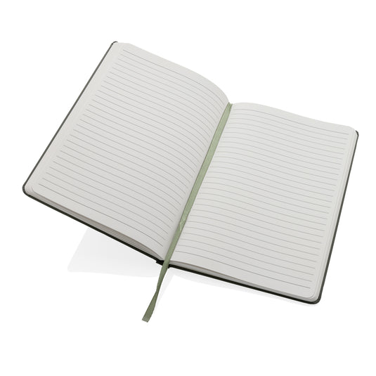 A5 Impact stone paper hardcover notebook by XD Collection, featuring a sleek black design with a sturdy cover and blank pages inside.
