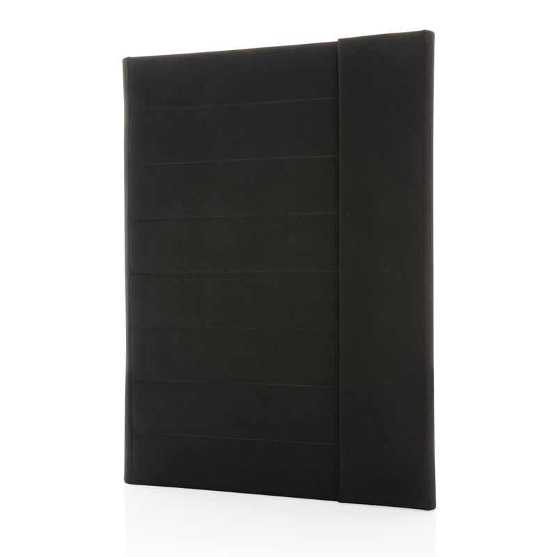 Load image into Gallery viewer, Impact Aware™ A4 portfolio with magnetic closure, black leather-like cover, designed by XD Xclusive for professional organization.
