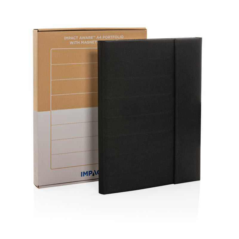 Load image into Gallery viewer, Impact Aware™ A4 portfolio by XD Xclusive with magnetic closure, featuring sleek black leather exterior and organized interior pages.
