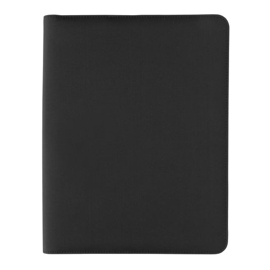 Impact Aware™ deluxe 300D tech portfolio with zipper from XD Collection, showing sleek black exterior and zipper closure.