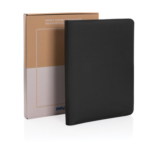 Impact Aware™ deluxe 300D tech portfolio with zipper by XD Collection, featuring multiple compartments and durable design.