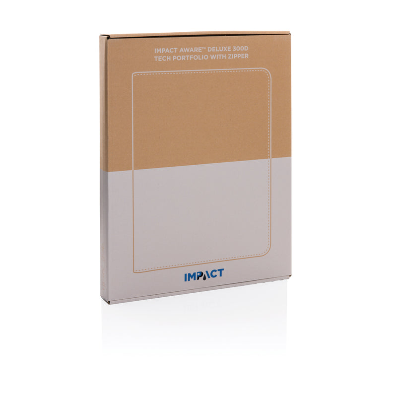 Load image into Gallery viewer, Impact Aware™ deluxe 300D tech portfolio with zipper from XD Collection, featuring multiple compartments and sleek black design.
