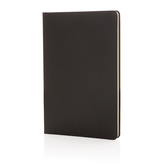 A5 hardcover notebook from XD Collection with a sleek black cover, closed and ready for writing or note-taking.