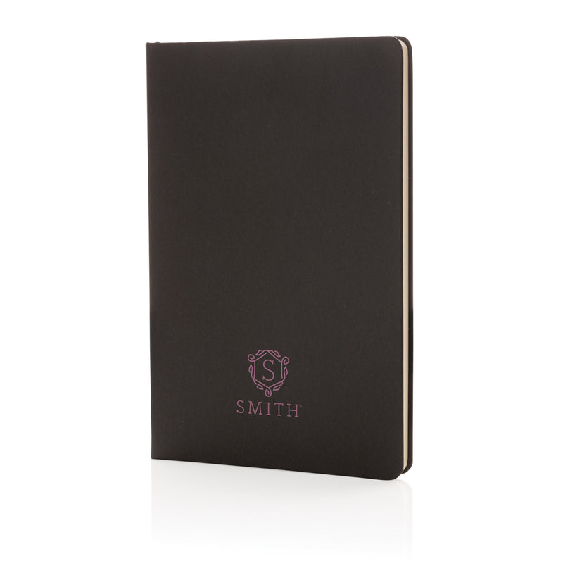 Load image into Gallery viewer, A5 hardcover notebook from XD Collection with a sleek, black cover and lined pages for writing and note-taking.
