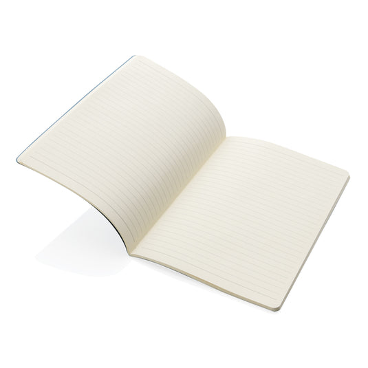 A5 standard softcover notebook from XD Collection with a sleek black cover and blank pages, ideal for writing and note-taking.
