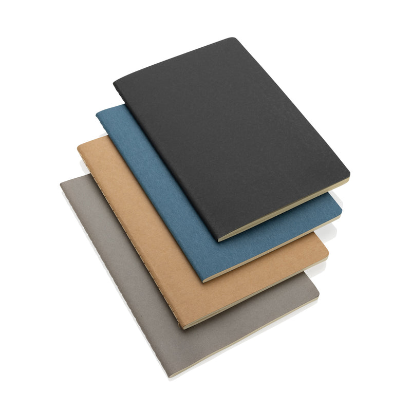 Load image into Gallery viewer, A5 standard softcover XD Collection notebook with a smooth black cover and visible spiral binding on the side.

