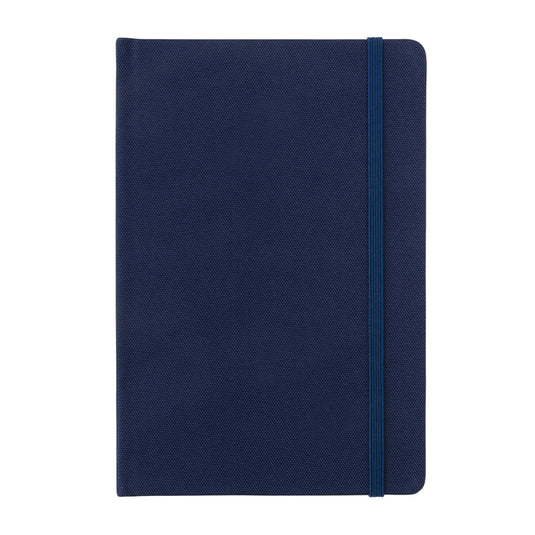 XD Collection GRS certified RPET A5 notebook with durable cover and elastic closure, ideal for note-taking and organization.