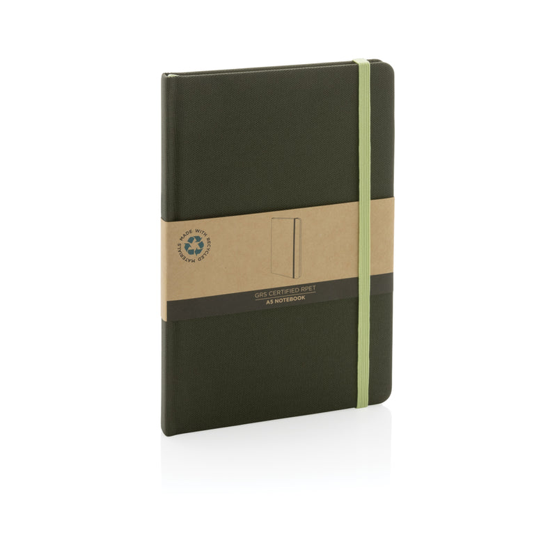 Load image into Gallery viewer, Gray GRS certified RPET A5 notebook from XD Collection, featuring eco-friendly cover and spiral binding.
