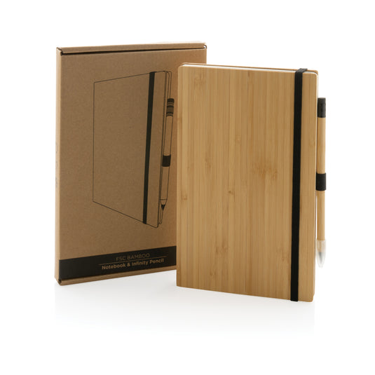 Bamboo notebook and infinity pencil set - Custom Wood Designs