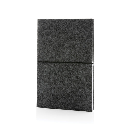 XD Collection recycled felt A5 softcover notebook, eco-friendly portfolio with GRS certification, featuring a textured felt cover.