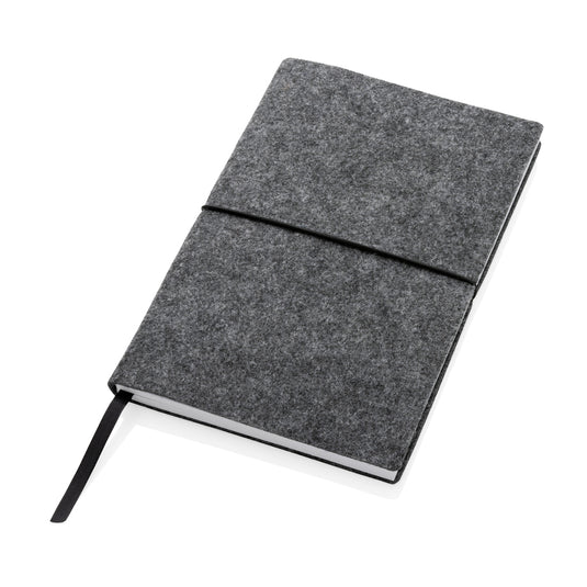 Recycled felt A5 softcover notebook by XD Collection, eco-friendly portfolio with durable cover and blank pages for notes or sketches.