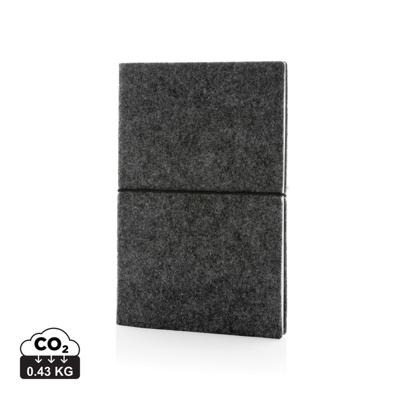 Load image into Gallery viewer, Recycled felt A5 softcover notebook from XD Collection, GRS certified, featuring a textured eco-friendly portfolio design.
