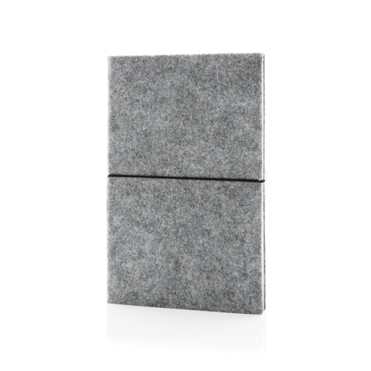 XD Collection GRS certified recycled felt A5 softcover notebook with portfolio design, durable and eco-friendly for note-taking.