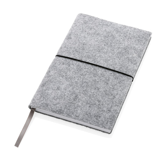 Recycled felt A5 softcover notebook from XD Collection, GRS certified, featuring a portable portfolio design.