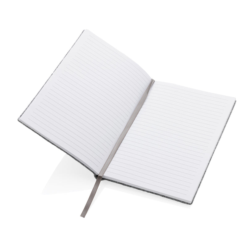 Load image into Gallery viewer, Recycled felt A5 softcover notebook from XD Collection GRS certified portfolio with eco-friendly design and soft texture.
