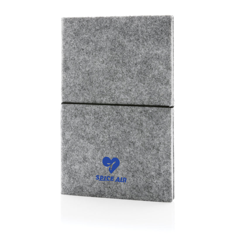 Load image into Gallery viewer, Recycled felt A5 softcover notebook from XD Collection, GRS certified portfolio and notebook for eco-friendly writing.
