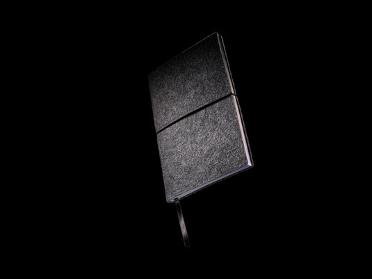 Recycled felt A5 softcover notebook from XD Collection, GRS certified, with a textured cover and spiral binding.