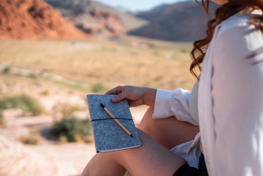 Recycled felt A5 softcover notebook from XD Collection GRS certified portfolio and notebook for eco-friendly writing.