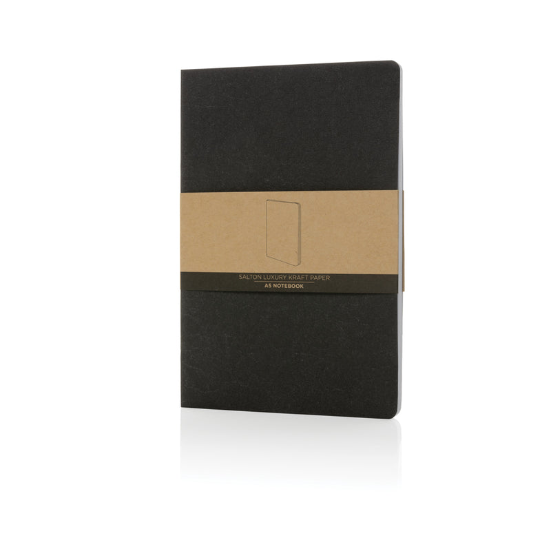 Load image into Gallery viewer, Salton A5 GRS certified recycled paper notebook from XD Collection, open with blank pages, eco-friendly portfolio design
